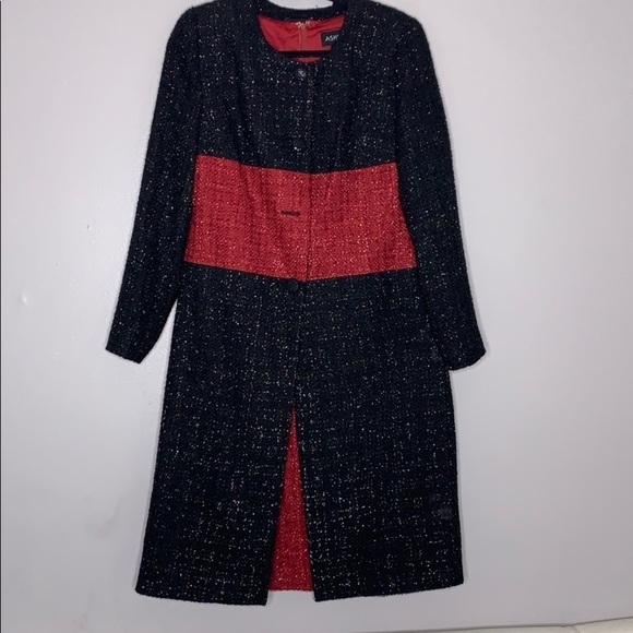 Ashro Tweed Color blocked Overcoat & Matching Dress women’s Size 6 medium set - Picture 1 of 8